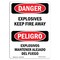Signmission Safety Sign, OSHA Danger, 24" Height, Aluminum, Explosives Keep Fire Away Spanish OS-DS-A-1824-VS-1213 - alternate 1